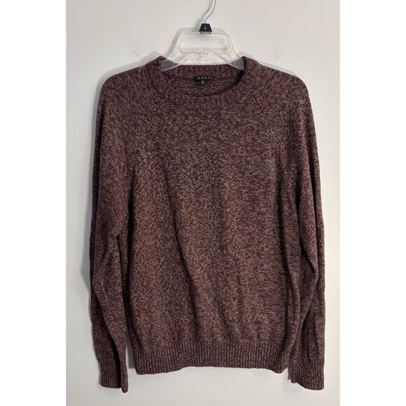 THEORY Eston T Quake Red Marled Pullover Sweater Men Large Crew Neck Knit - Picture 2 of 11